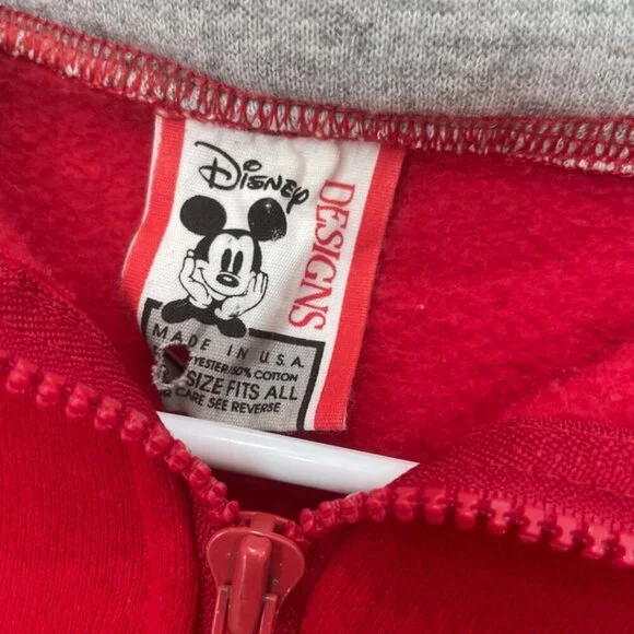 Y2K WALT DISNEY SWEATSHIRT AUTHENTIC RED MINNI MOUSE POLKA DOT DRESS Sz L - Picture 5 of 16